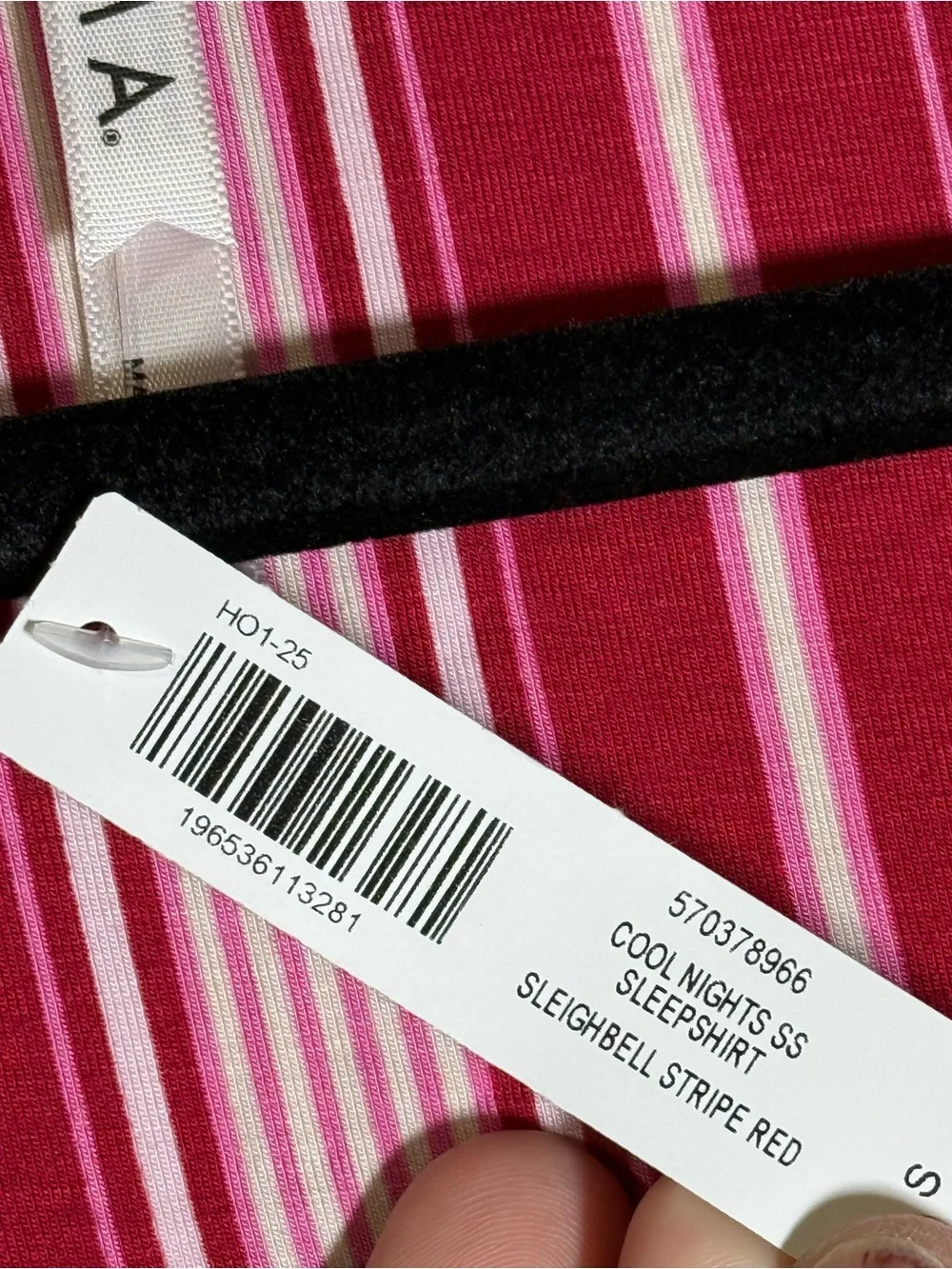 SOMA Cool Nights Sleep Shirt Night Gown in Sleighbell Stripe Red Size Small NWT